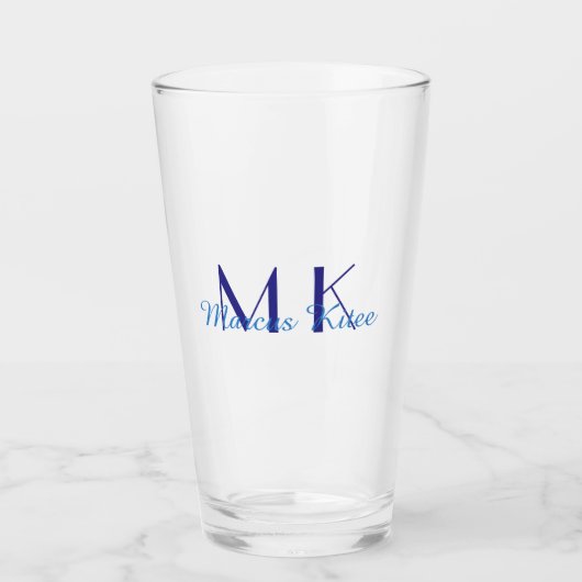 einfaches minimales Monogramm personalisierter Nam Glas (Vorderseite)