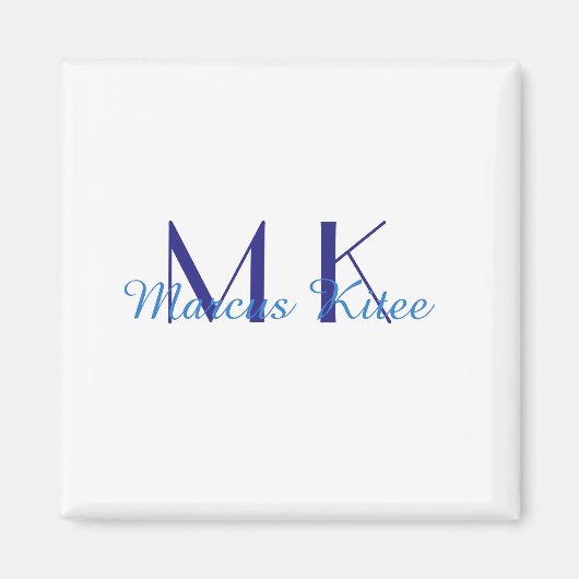 einfaches minimales Monogramm personalisierter Nam Magnet (Vorne)