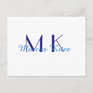 einfaches minimales Monogramm personalisierter Nam Postkarte
