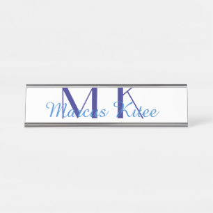 einfaches minimales Monogramm personalisierter Nam Schreibtischnamensplakette
