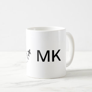 Einfaches minimales Monogramm Text hinzufügen Reis Kaffeetasse
