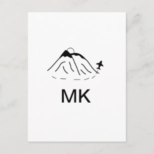 Einfaches minimales Monogramm Text hinzufügen Reis Postkarte