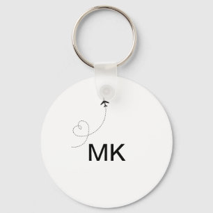 Einfaches minimales Monogramm Text Reise Flugzeug Schlüsselanhänger