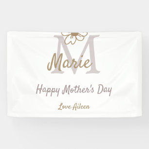 einfaches minimales Muttertags-Monogramm goldgrau  Banner