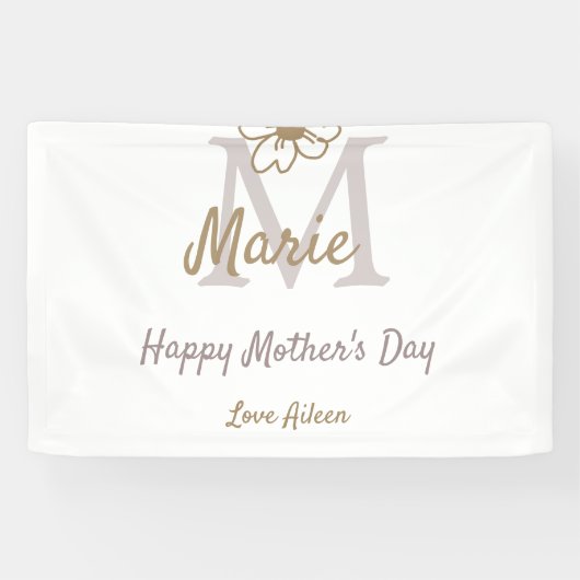 einfaches minimales Muttertags-Monogramm goldgrau Banner (Horizontal)