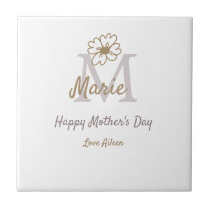 einfaches minimales Muttertags-Monogramm goldgrau Fliese