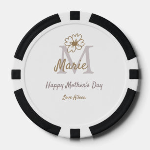 einfaches minimales Muttertags-Monogramm goldgrau Pokerchips