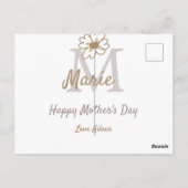 einfaches minimales Muttertags-Monogramm goldgrau  Postkarte (Rückseite)