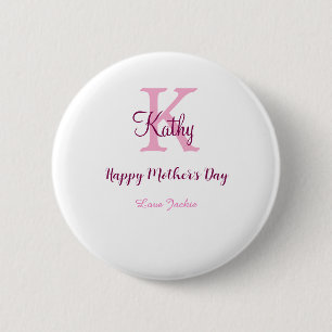 einfaches minimales Muttertags-Monogramm rosa Name Button