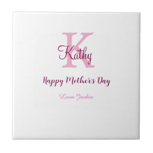einfaches minimales Muttertags-Monogramm rosa Name Fliese