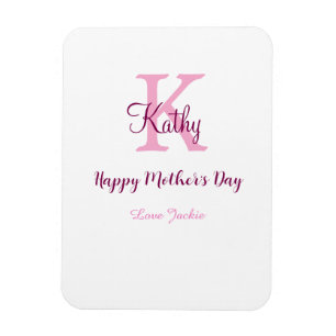 einfaches minimales Muttertags-Monogramm rosa Name Magnet