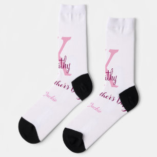 einfaches minimales Muttertags-Monogramm rosa Name Socken