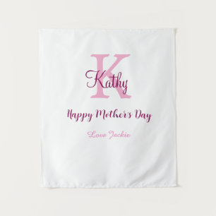 einfaches minimales Muttertags-Monogramm rosa Name Wandteppich