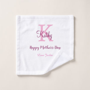 einfaches minimales Muttertags-Monogramm rosa Name Waschlappen