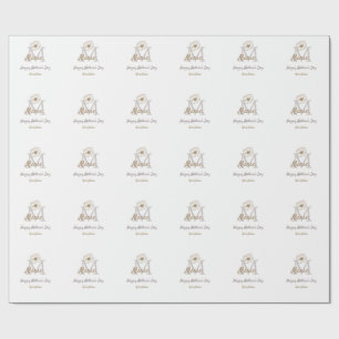 einfaches minimales Muttertagsmonogramm goldgrau f Geschenkpapier