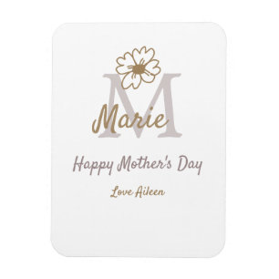 einfaches minimales Muttertagsmonogramm goldgrau f Magnet