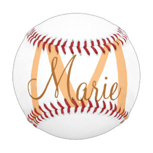 einfaches minimales Namen-Monogramm orange braun t Baseball
