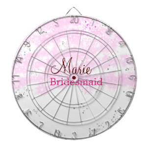 einfaches minimales Namen-Monogramm rosa Brautjung Dartscheibe