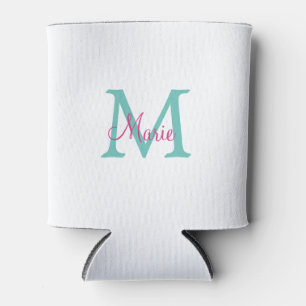 einfaches minimales Namenmonogramm grün pink blau Dosenkühler
