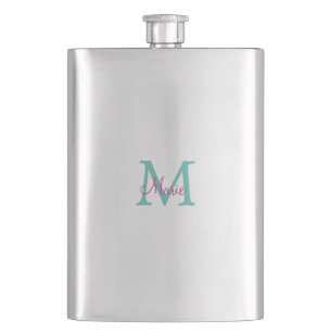 einfaches minimales Namenmonogramm grün pink blau Flachmann