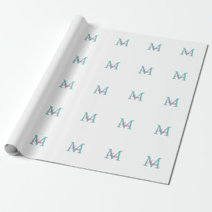 einfaches minimales Namenmonogramm grün pink blau Geschenkpapier