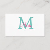 einfaches minimales Namenmonogramm grün pink blau Visitenkarte (Rückseite)