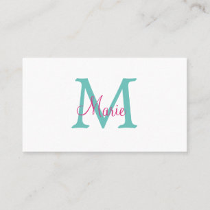 einfaches minimales Namenmonogramm grün pink blau Visitenkarte