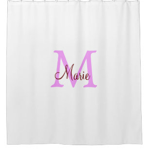 einfaches minimales Namenmonogramm rosa rot Duschvorhang