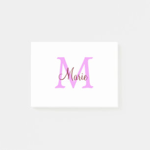 einfaches minimales Namenmonogramm rosa rot Post-it Klebezettel