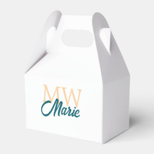 einfaches minimales Namensmonogramm orange blau fe Geschenkschachtel
