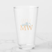 einfaches minimales Namensmonogramm orange blau fe Glas (Rückseite)