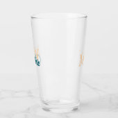 einfaches minimales Namensmonogramm orange blau fe Glas (Links)