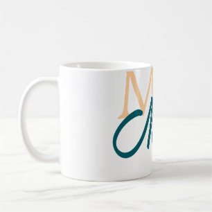 einfaches minimales Namensmonogramm orange blau fe Kaffeetasse