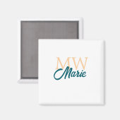einfaches minimales Namensmonogramm orange blau fe Magnet (Vorderseite/Rückseite)