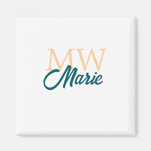 einfaches minimales Namensmonogramm orange blau fe Magnet (Vorne)