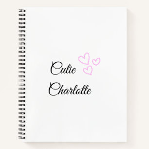 einfaches minimales rosa Herz Glitter Funkeln Name Notizblock