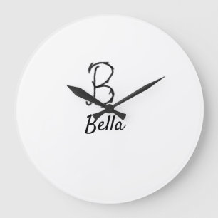 Einfaches minimales schwarzes Monogramm Buchstabe  Große Wanduhr