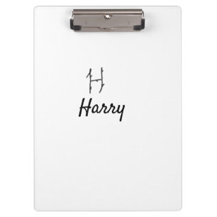 Einfaches minimales schwarzes Monogramm Buchstabe Klemmbrett