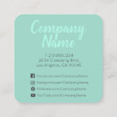 Einfaches minimales tadelloses Grün Quadratische Visitenkarte (Rückseite)