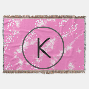 einfaches minimales weißes Monogramm rosa Glitter- Decke