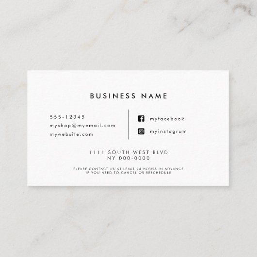 Einfaches Minimalgeschäft Terminkarte (Rückseite)