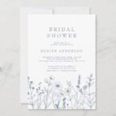 Einfaches Minimalistisch Blue Wildblume Brautparty Einladung (Vorderseite)