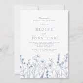 Einfaches Minimalistisch Blue Wildblume Probe Dinn Einladung (Vorderseite)
