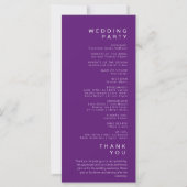 Einfaches Minimalistisch Dark Lila Hochzeitsprogra (Rückseite)