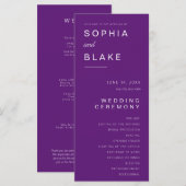 Einfaches Minimalistisch Dark Lila Hochzeitsprogra (Vorne/Hinten)