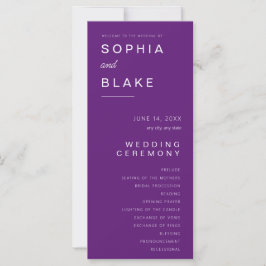 Einfaches Minimalistisch Dark Lila Hochzeitsprogra