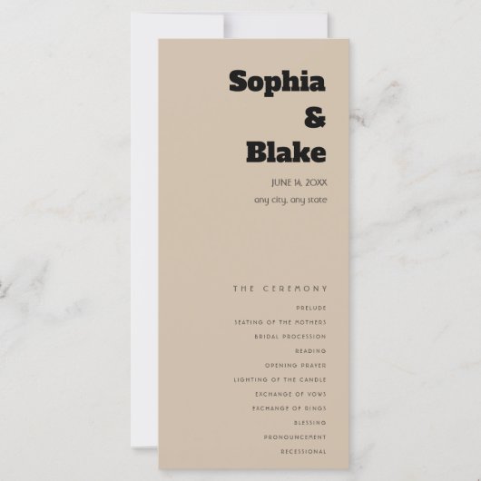 Einfaches Minimalistisch Dark Vanilla Hochzeitspro (Vorderseite)