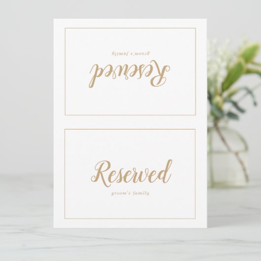 Einfaches Minimalistisch|Gold Frame Wedding Reserv (Stehend Vorderseite)
