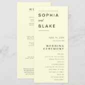 Einfaches Minimalistisch-hellgelbes Hochzeitsprogr (Vorne/Hinten)