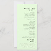 Einfaches Minimalistisch-Light-Green-Hochzeitsprog (Rückseite)